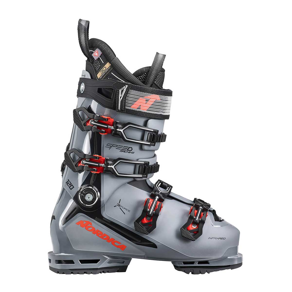 Nordica SpeedMachine 3 120 Boot in Grey and Black and Red